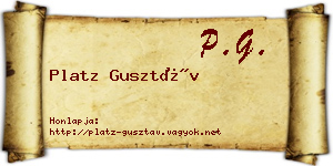 Platz Gusztáv névjegykártya